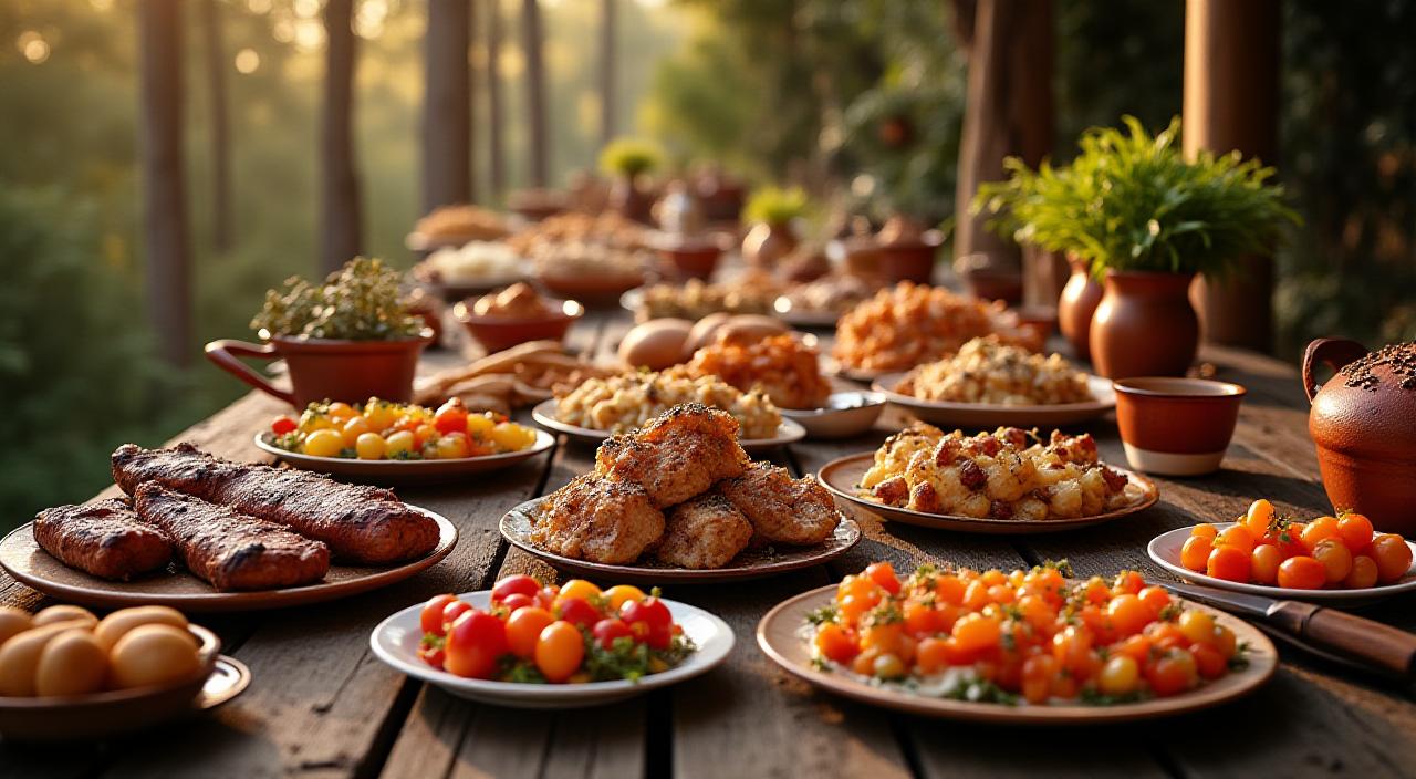 Festliches Buffet-Arrangement im Tonkrug-Stil