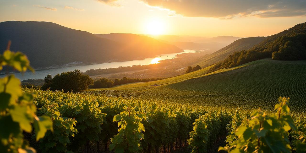 Blick auf sonnenverwöhnte deutsche Weinberge an der Mosel